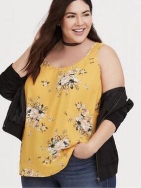 Torrid Yellow Floral Georgette Tank